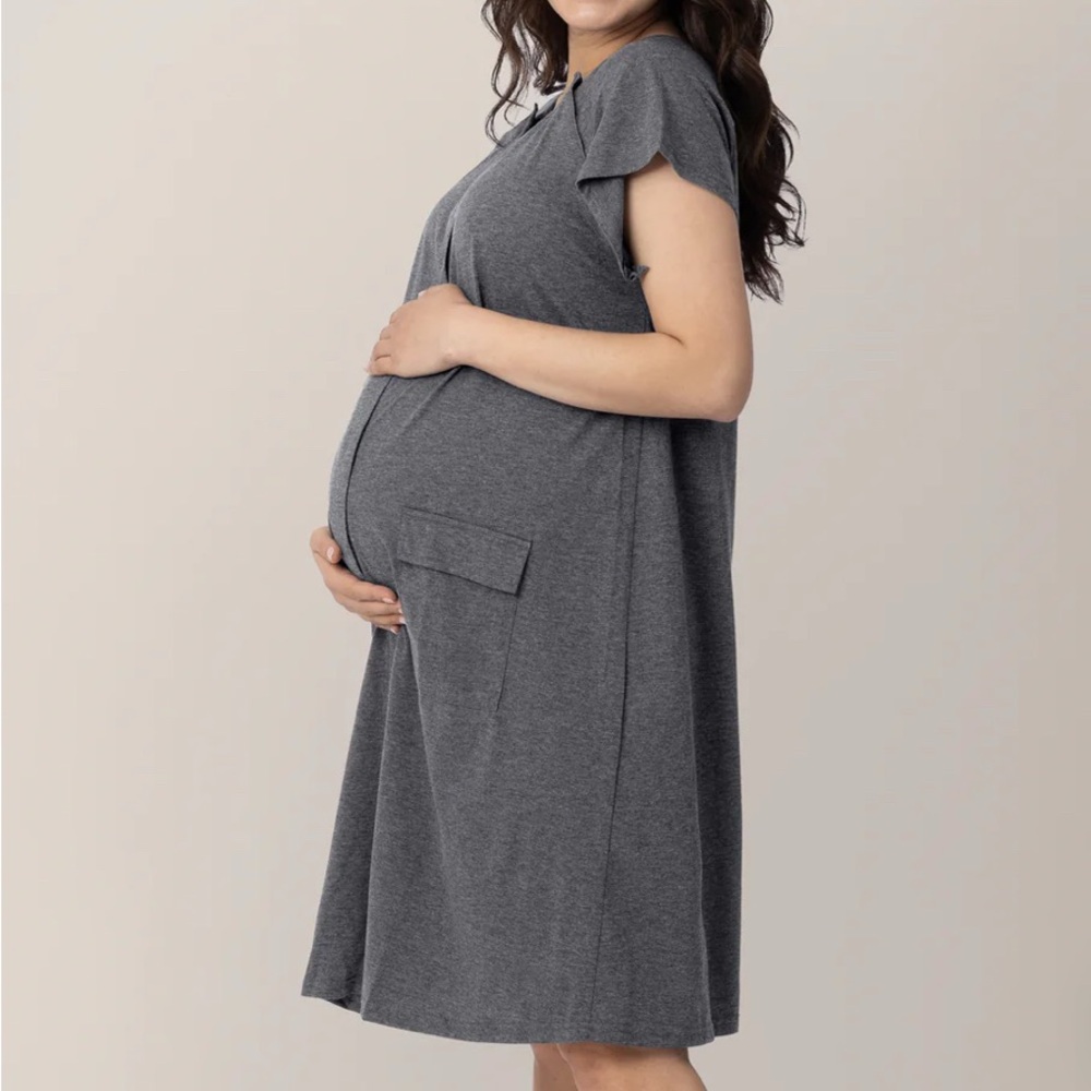 Kindred Bravely Gray Labor and Delivery Nursing Gown Dress Size S/M/L